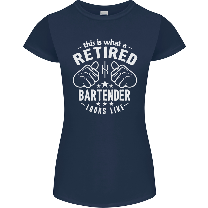 This Is What a Retired Bartender Looks Like Womens Petite Cut T-Shirt Navy Blue