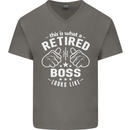 This Is What a Retired Boss Looks Like Mens V-Neck Cotton T-Shirt Charcoal