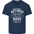 This Is What a Retired Boss Looks Like Mens V-Neck Cotton T-Shirt Navy Blue