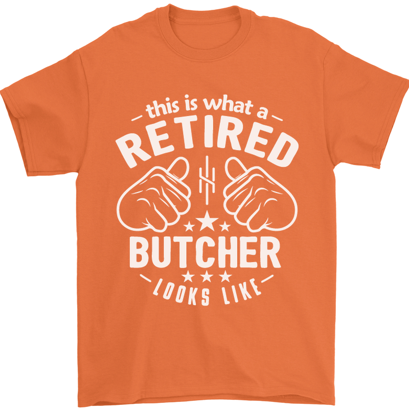 This Is What a Retired Butcher Looks Like Mens T-Shirt Cotton Gildan Orange