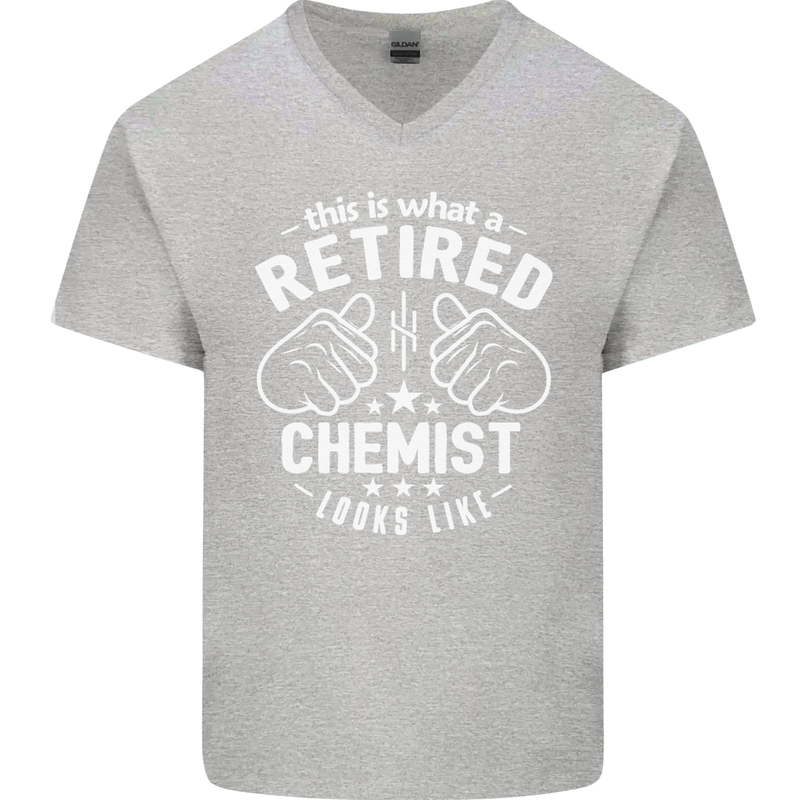 This Is What a Retired Chemist Looks Like Mens V-Neck Cotton T-Shirt Sports Grey