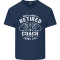 This Is What a Retired Coach Looks Like Mens V-Neck Cotton T-Shirt Navy Blue