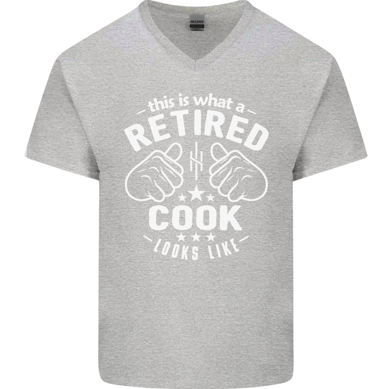 This Is What a Retired Cook Looks Like Mens V-Neck Cotton T-Shirt Sports Grey