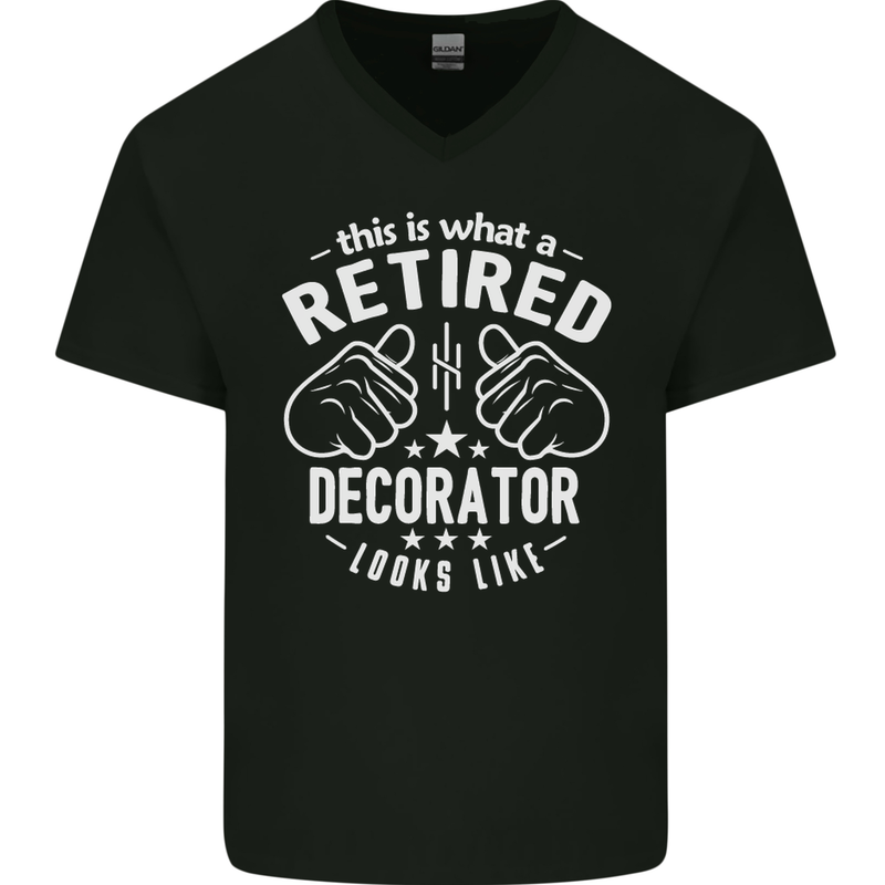This Is What a Retired Decorator Looks Like Mens V-Neck Cotton T-Shirt Black