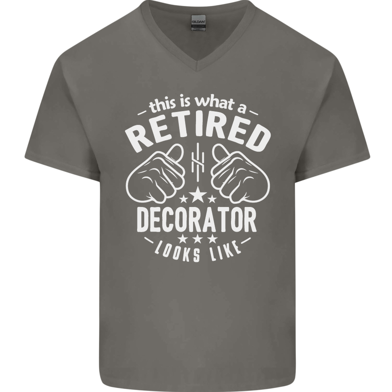 This Is What a Retired Decorator Looks Like Mens V-Neck Cotton T-Shirt Charcoal