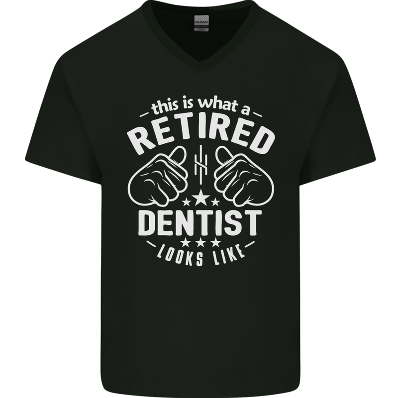 This Is What a Retired Dentist Looks Like Mens V-Neck Cotton T-Shirt Black