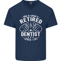 This Is What a Retired Dentist Looks Like Mens V-Neck Cotton T-Shirt Navy Blue