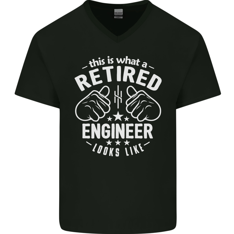 This Is What a Retired Engineer Looks Like Mens V-Neck Cotton T-Shirt Black