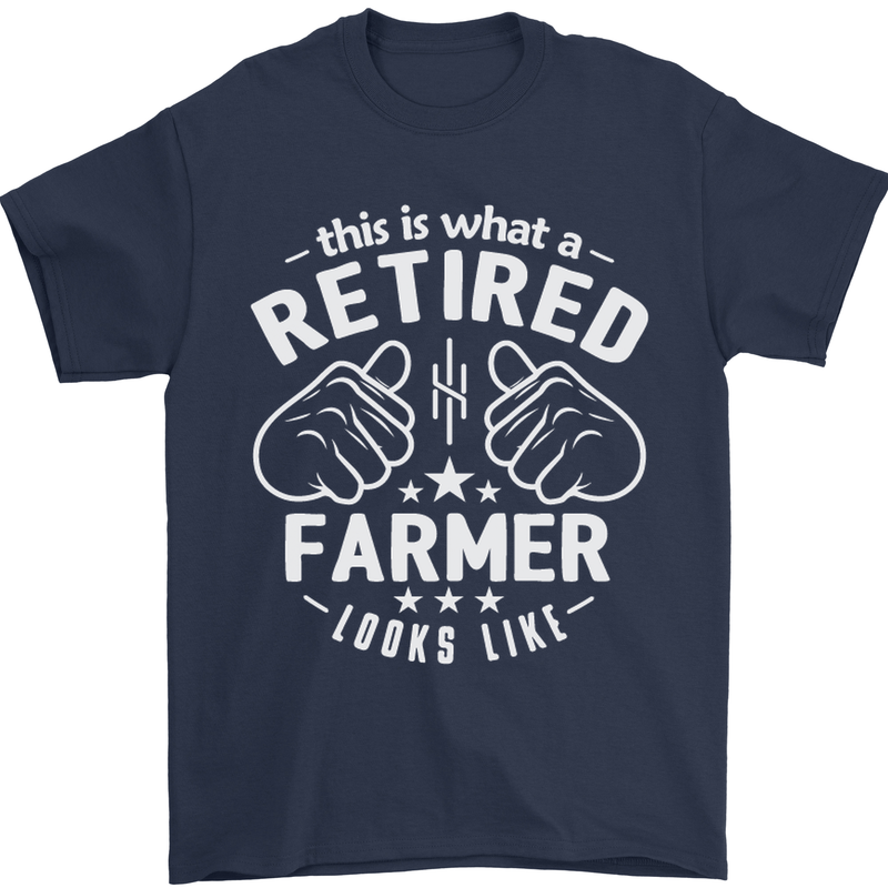 This Is What a Retired Farmer Looks Like Mens T-Shirt Cotton Gildan Navy Blue