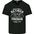 This Is What a Retired Fireman Looks Like Mens V-Neck Cotton T-Shirt Black