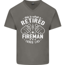 This Is What a Retired Fireman Looks Like Mens V-Neck Cotton T-Shirt Charcoal