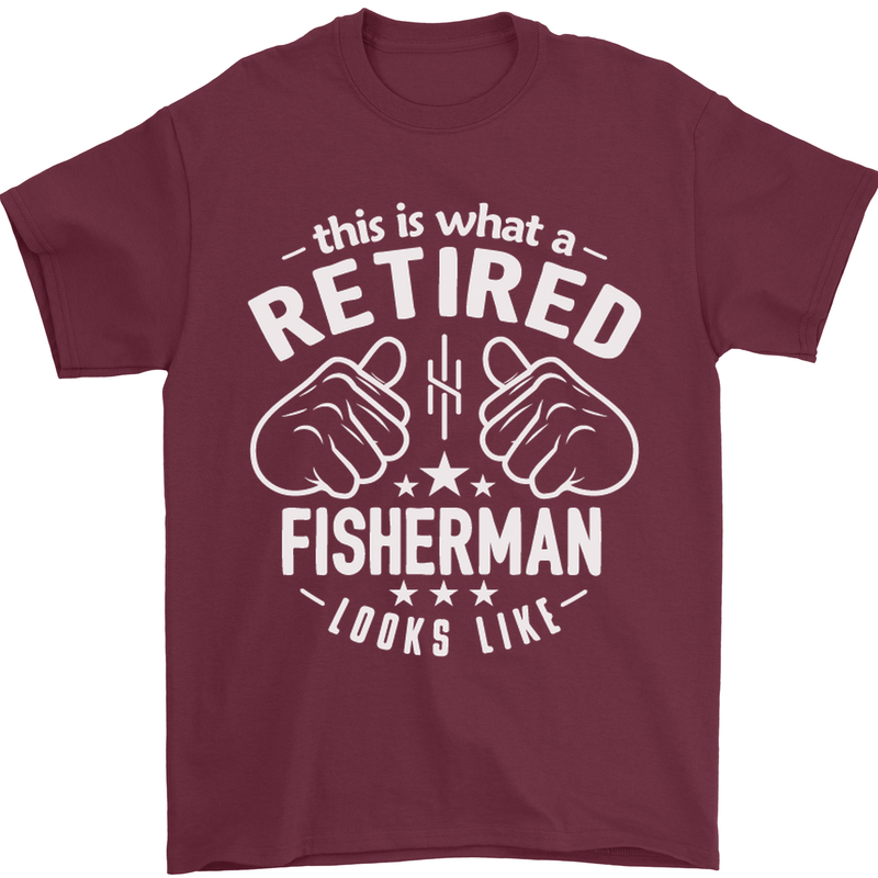 This Is What a Retired Fisherman Looks Like Mens T-Shirt Cotton Gildan Maroon