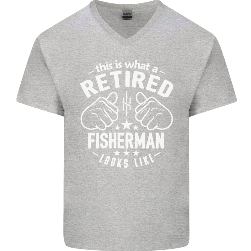 This Is What a Retired Fisherman Looks Like Mens V-Neck Cotton T-Shirt Sports Grey