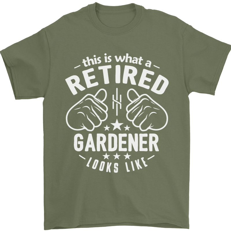 This Is What a Retired Gardener Looks Like Mens T-Shirt Cotton Gildan Military Green