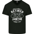 This Is What a Retired Janitor Looks Like Mens V-Neck Cotton T-Shirt Black