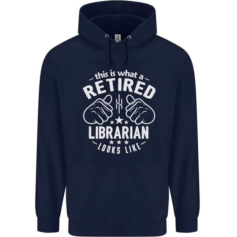 This Is What a Retired Librarian Looks Like Mens 80% Cotton Hoodie Navy Blue