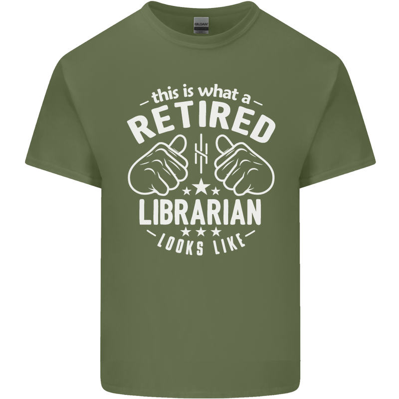 This Is What a Retired Librarian Looks Like Mens Cotton T-Shirt Tee Top Military Green