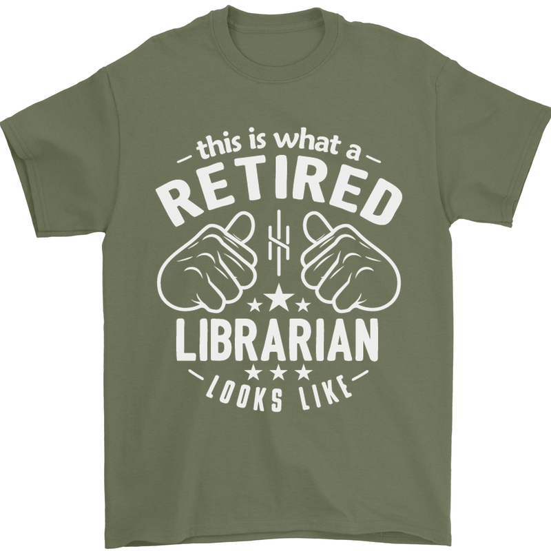 This Is What a Retired Librarian Looks Like Mens T-Shirt Cotton Gildan Military Green