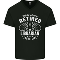This Is What a Retired Librarian Looks Like Mens V-Neck Cotton T-Shirt Black