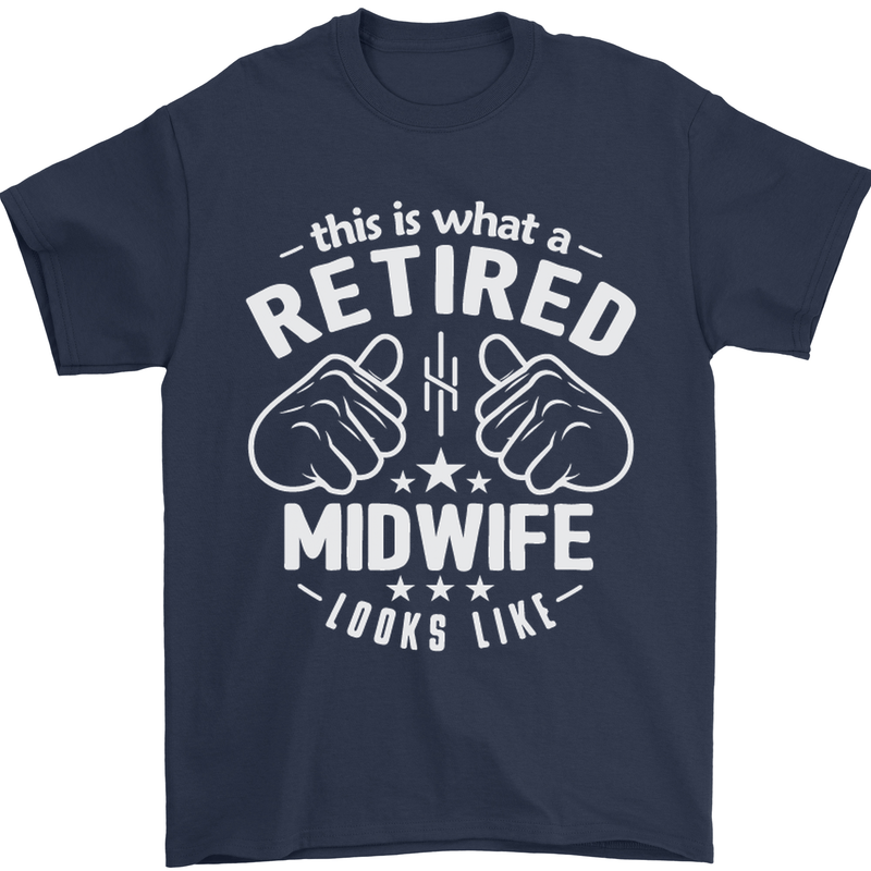 This Is What a Retired Midwife Looks Like Mens T-Shirt Cotton Gildan Navy Blue