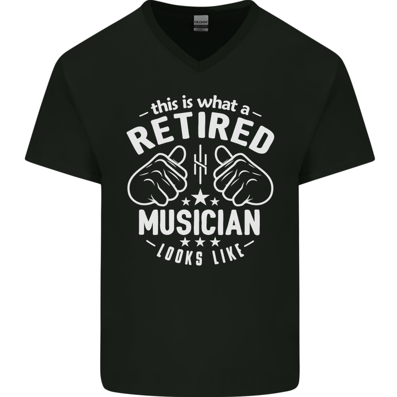 This Is What a Retired Musician Looks Like Mens V-Neck Cotton T-Shirt Black