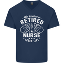 This Is What a Retired Nurse Looks Like Mens V-Neck Cotton T-Shirt Navy Blue