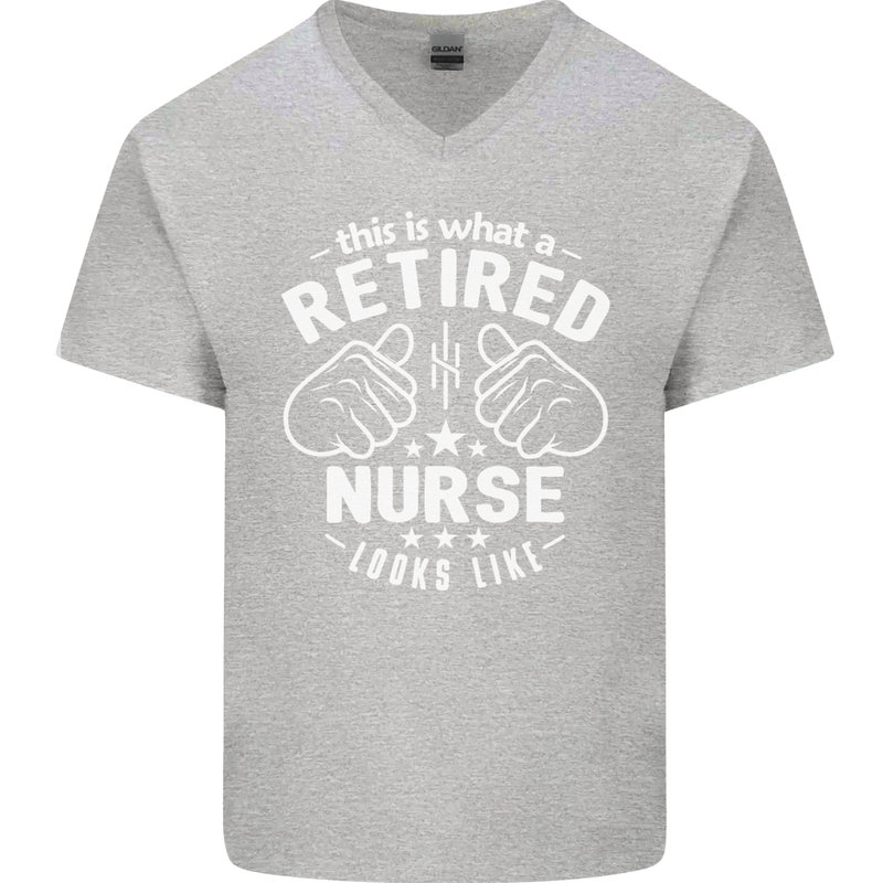This Is What a Retired Nurse Looks Like Mens V-Neck Cotton T-Shirt Sports Grey