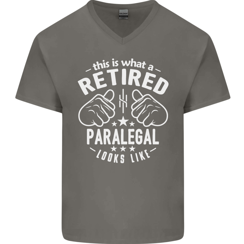 This Is What a Retired Paralegal Looks Like Mens V-Neck Cotton T-Shirt Charcoal