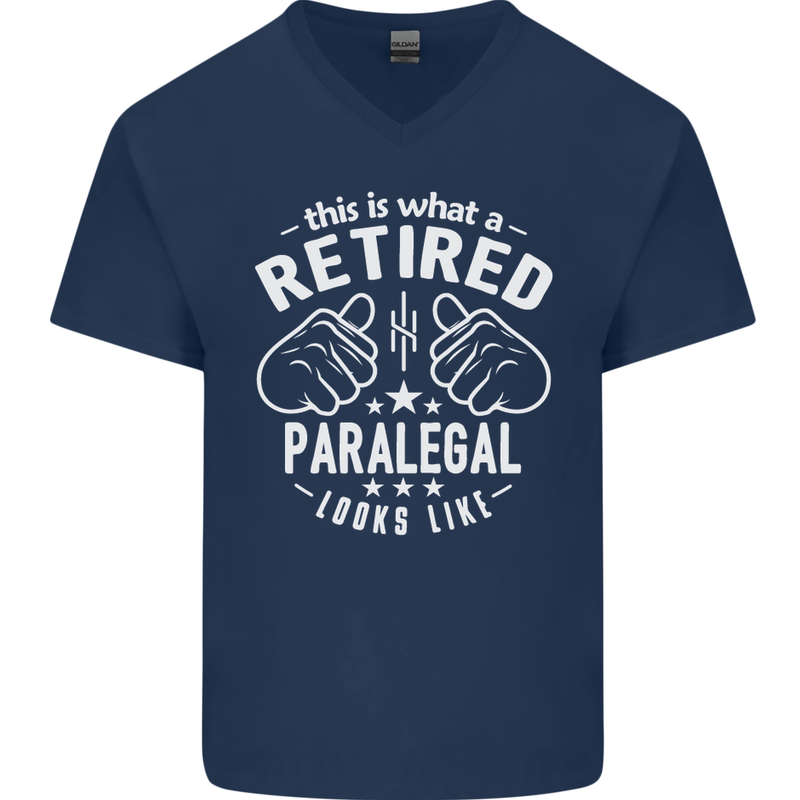 This Is What a Retired Paralegal Looks Like Mens V-Neck Cotton T-Shirt Navy Blue