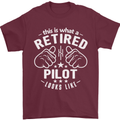 This Is What a Retired Pilot Looks Like Mens T-Shirt Cotton Gildan Maroon
