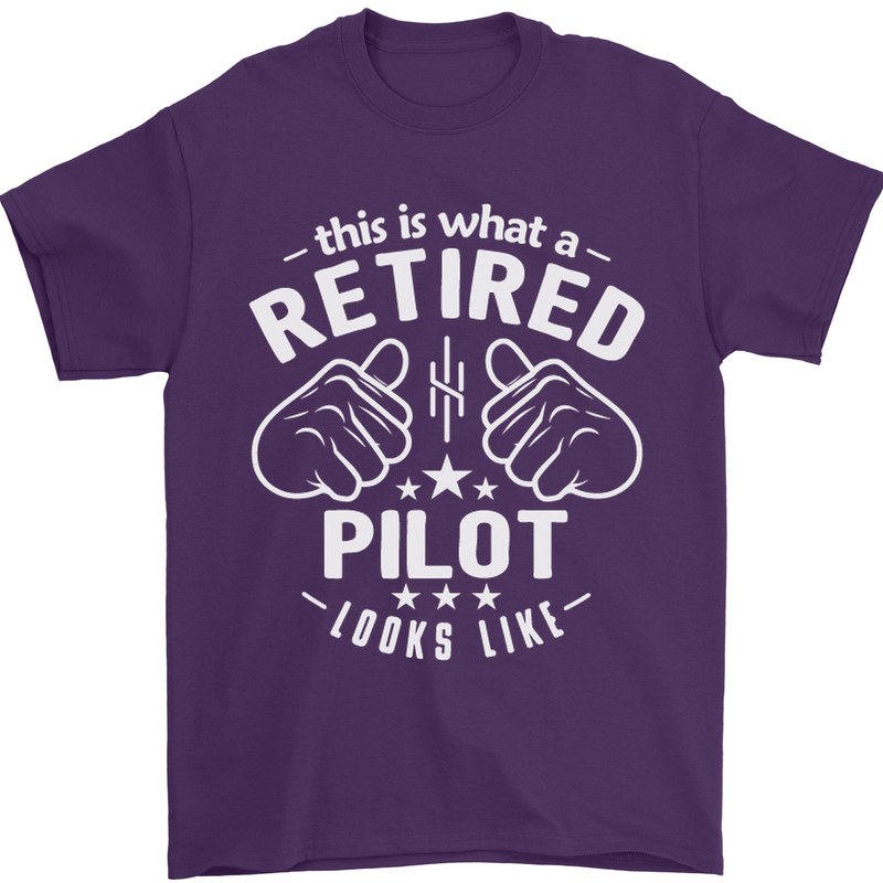 This Is What a Retired Pilot Looks Like Mens T-Shirt Cotton Gildan Purple