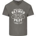 This Is What a Retired Pilot Looks Like Mens V-Neck Cotton T-Shirt Charcoal
