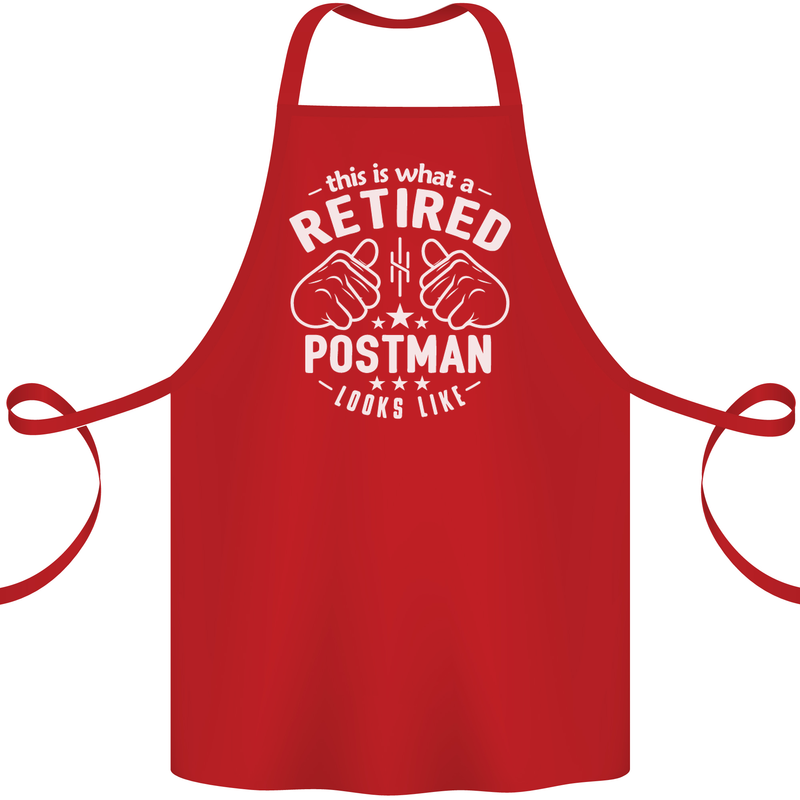 This Is What a Retired Postman Looks Like Cotton Apron 100% Organic Red