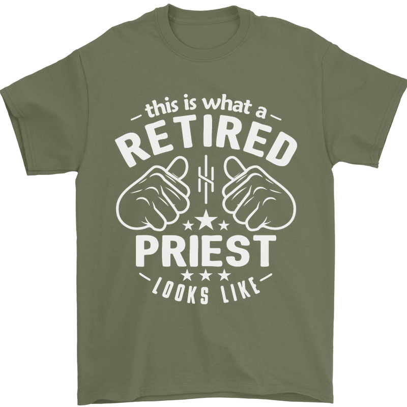This Is What a Retired Priest Looks Like Mens T-Shirt Cotton Gildan Military Green