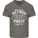 This Is What a Retired Priest Looks Like Mens V-Neck Cotton T-Shirt Charcoal