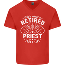 This Is What a Retired Priest Looks Like Mens V-Neck Cotton T-Shirt Red