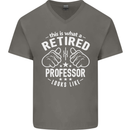 This Is What a Retired Professor Looks Like Mens V-Neck Cotton T-Shirt Charcoal