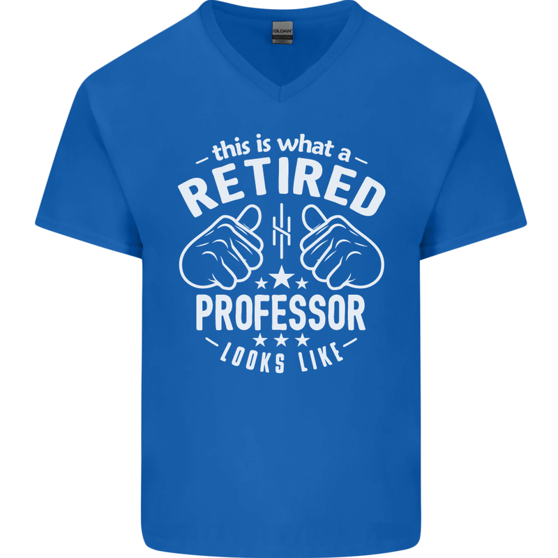 This Is What a Retired Professor Looks Like Mens V-Neck Cotton T-Shirt Royal Blue