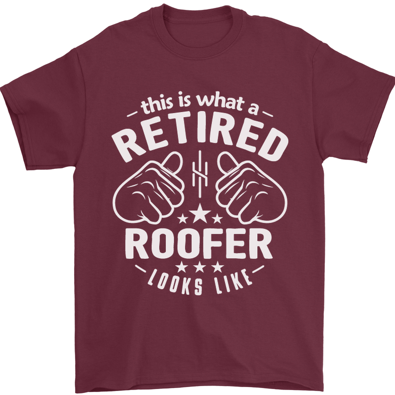 This Is What a Retired Roofer Looks Like Mens T-Shirt Cotton Gildan Maroon