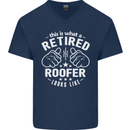 This Is What a Retired Roofer Looks Like Mens V-Neck Cotton T-Shirt Navy Blue