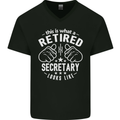 This Is What a Retired Secretary Looks Like Mens V-Neck Cotton T-Shirt Black