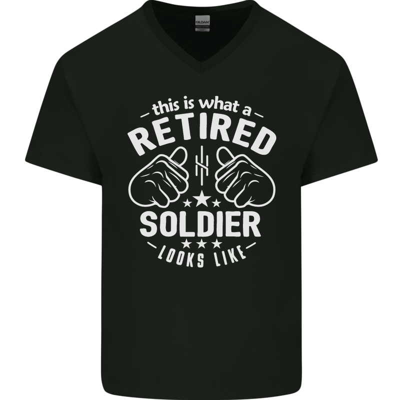 This Is What a Retired Soldier Looks Like Mens V-Neck Cotton T-Shirt Black