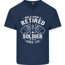 This Is What a Retired Soldier Looks Like Mens V-Neck Cotton T-Shirt Navy Blue