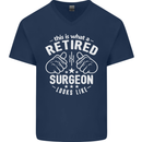This Is What a Retired Surgeon Looks Like Mens V-Neck Cotton T-Shirt Navy Blue