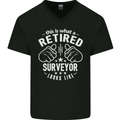 This Is What a Retired Surveyor Looks Like Mens V-Neck Cotton T-Shirt Black