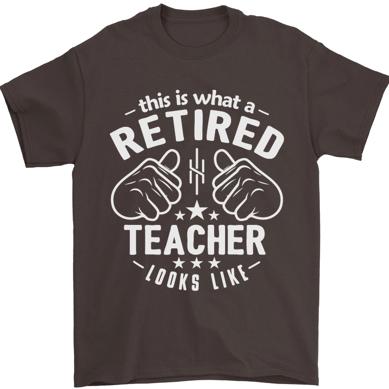 This Is What a Retired Teacher Looks Like Mens T-Shirt Cotton Gildan Dark Chocolate