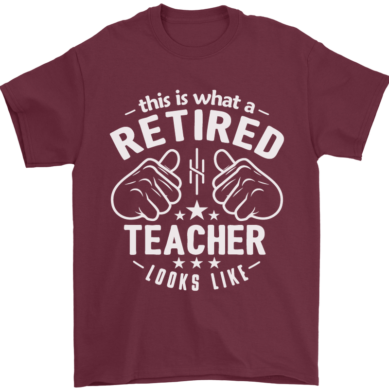 This Is What a Retired Teacher Looks Like Mens T-Shirt Cotton Gildan Maroon
