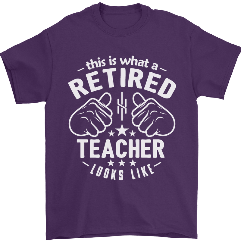 This Is What a Retired Teacher Looks Like Mens T-Shirt Cotton Gildan Purple
