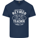 This Is What a Retired Teacher Looks Like Mens V-Neck Cotton T-Shirt Navy Blue