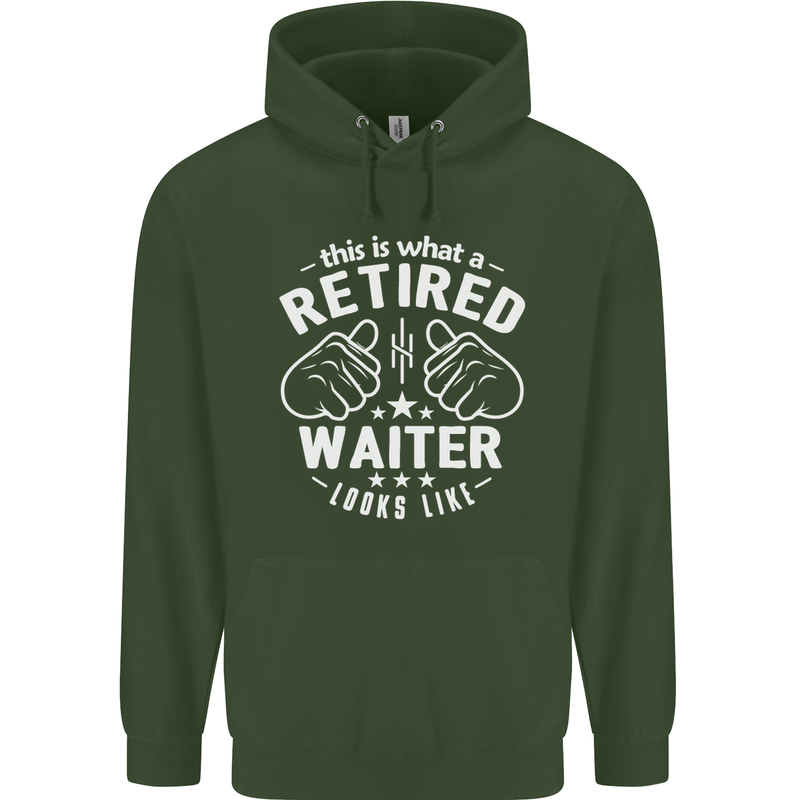 This Is What a Retired Waiter Looks Like Mens 80% Cotton Hoodie Forest Green